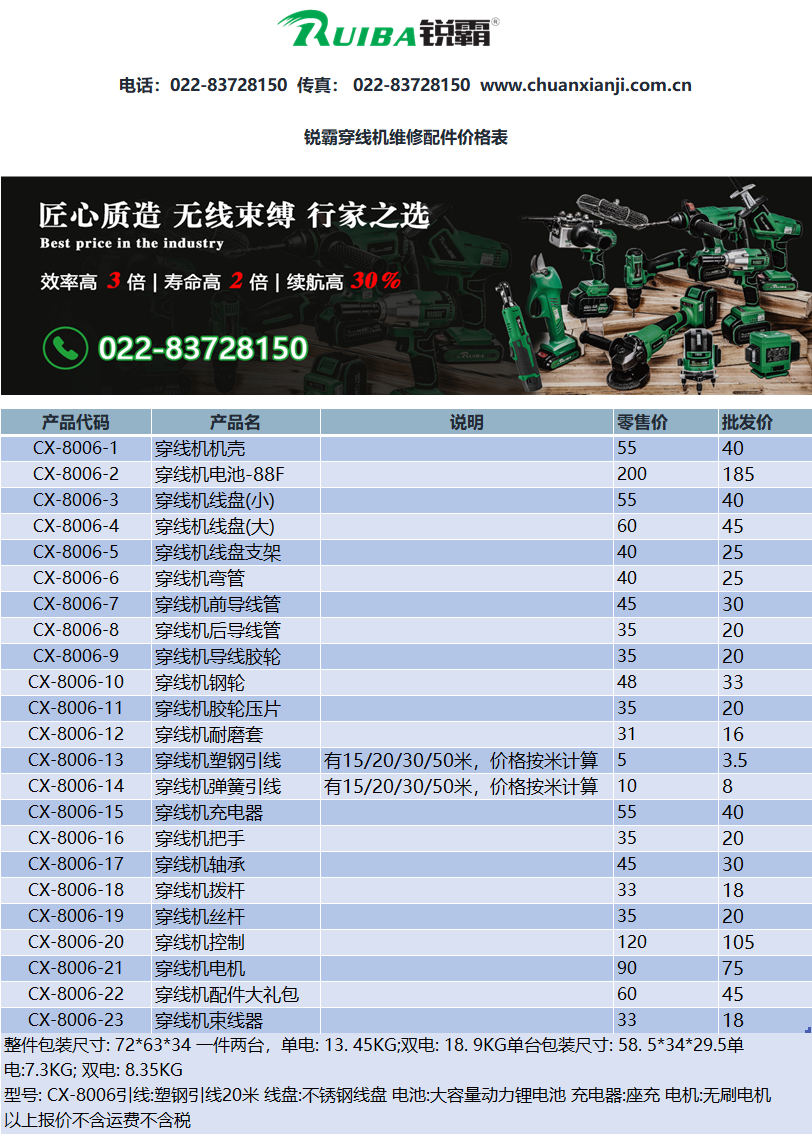 锐霸穿线机维修零件价目表 锐霸穿线机维修零件价目表